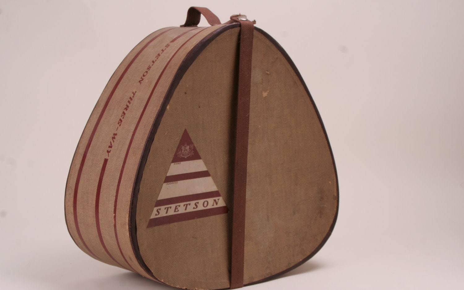 Sale Vintage Triangular Stetson Hat Box with Leather Handle