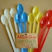Vintage plastic iced tea spoons, 12, Mardi Gras outdoor entertaining
