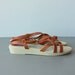 brown leather sandals / italian made sandals / wedge sandals - size 10 , 41