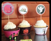 Halloween Cupcake Wrappers and Toppers Custom Printable Party Package Il_170x135
