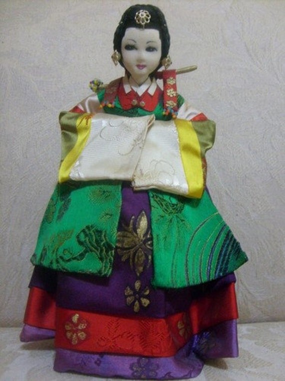 Vintage Korean Minye Souvenir Doll in Traditional Wedding
