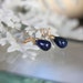 Rose Cut Blue Sapphire 14K Yellow Gold Earrings - Ready To Ship