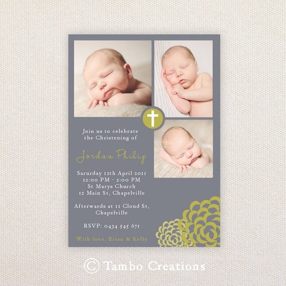 Boys Photo Christening/baptism Invitations. I Customize, You Print. Il_570xn