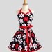 Sweetheart Retro Apron - Sexy Womens Apron Lil Plain Jane in Flirty Black Red and White with Cute Daisies Full Apron