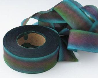 A Hanah Hand Dyed Silk Ribbon ,Hand Dyed Silk Ribbon, bias-cut 1 inch wide