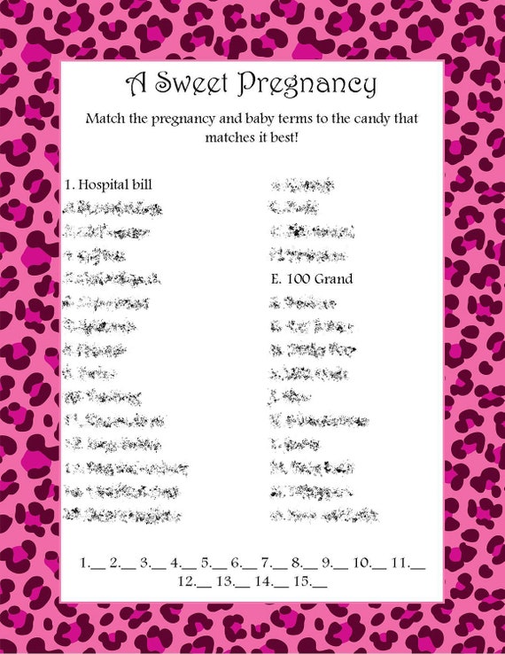 884 New baby shower game how sweet it is answer key 733 Sweet Pregnancy Baby Shower Game Pink by craftygirlcreationz 