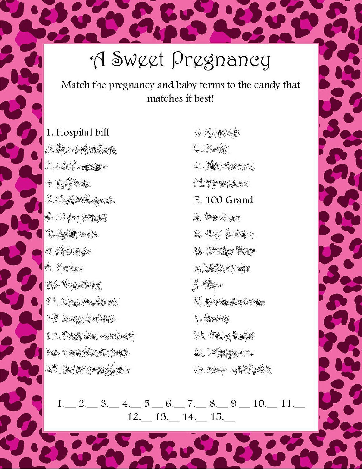 A Sweet Pregnancy Baby Shower Game Pink by craftygirlcreationz