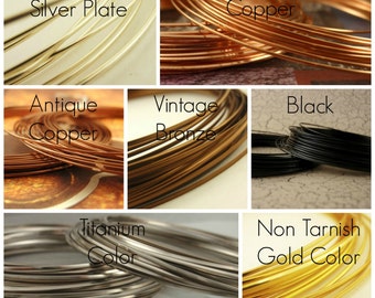 21 gauge HALF ROUND Wire Non Tarnish 100% Guarantee Silver Plate, Gold Color, Titanium Color, Copper, Antique Copper, Vintage Bronze, Black