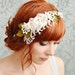 Wedding headband, vintage head piece, lace crown, wedding hair accessories - Audrey