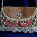 Vintage Velvet Chenille and Cowhide Shoulder bag , Purse, roses