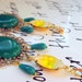 Vintage Jade Green Glass Chandelier Earrings - Holiday Chandelier Earrings in Jade Green and Sunshine Yellow