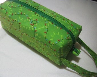 Christmas Tree Lights with Surprise Embroidery Inside Cosmetic Bag Makeup Bag LARGE