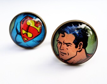 Cuff links, Superman Cufflinks, Comic Book Cufflinks, Husband Gift, Father's Day Gift