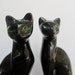 Halloween Mid Century Ceramic Black Cats with Green Eyes
