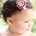 Girls Hair Accessory - Crochet Flower in Light Pink, Chocolate and Pink Flower With Pearl Center Hair Clip