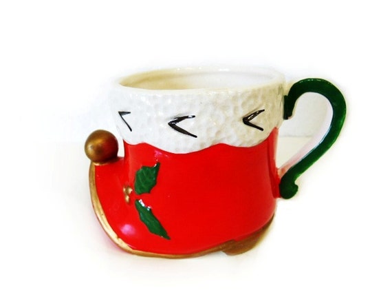 Vintage Christmas Mug KELVIN'S Santa Boot Planter Mug Red