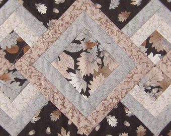Brown Tan and Grey Fall Leaf Table Runner