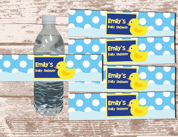 PRINTABLE PDF Rubber Duck Theme Birthday/ Baby Shower Custom Water Bottle Label Wrappers Il_570xn