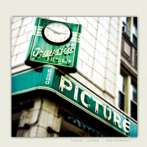 Vintage Sign art - Chicago print, emerald green decor -  The Granville - Chicago photography, retro decor, Chicago art, home decor