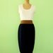 Vintage 1970s St. John Knit Colorblock Sweater Dress Cream Navy Blue Sleeveless Shift Dress Small Medium