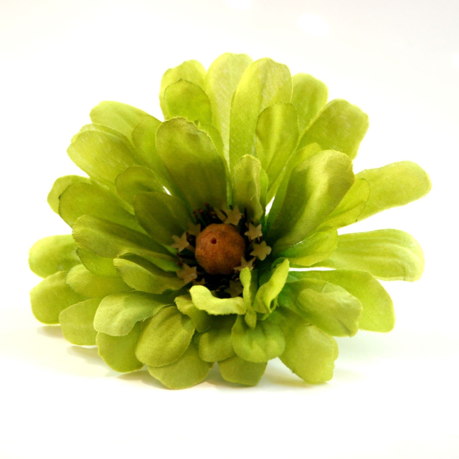 2 light green zinnia artificial flowers 2 light green zinnia artificial flowers
