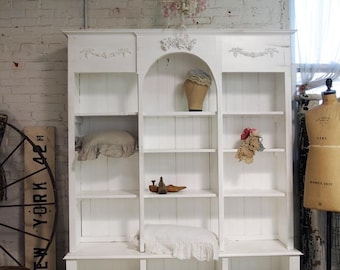 Painted Cottage Chic Shabby White Handmade Bookcase / Display Cabinet CC357