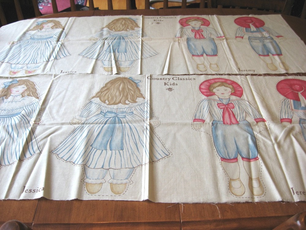 Doll Fabric Panel to Sew Victorian Country by mychildhooddolls