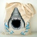 Shark Tote Bag- Hand Paint Jaws Shark Bag - humor unisex ,Christmas gift for him dudes