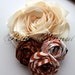 Vintage Couture Shabby Chic Satin Flower headband- Harvest- Brown Orange Ivory - CUSTOM ORDER - Photography prop