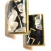vintage black and silver tone rectangle oriental style clip on earrings