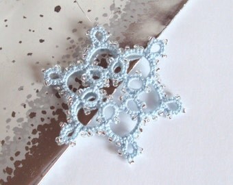 Blue, Silver Tatted Christmas Decoration - Celyna - Small
