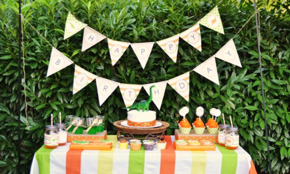 Dinosaur Birthday Banner - PRINTABLE - INSTANT DOWNLOAD Il_570xn