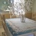 Vintage Tablecloth Trumpet Vines Branches Turquoise Lime Green