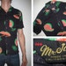 60s Mr. JAN RAYON Watermelon & Palm Tree Black Aloha/Hawaiian Button Shirt Sz. Small
