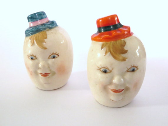 Antique Salt and Pepper Shakers Laurel and Hardy by Iprefervintage
