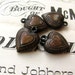 Dark heart charm - LAST THREE - aged patina antiqued brass (3 charms) puffy hollow heart, oxidized finish