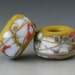 Rustic Pair - (2) Handmade Lampwork Beads - Wasabi, Golden, Coral - Etched, Matte, Tumbled