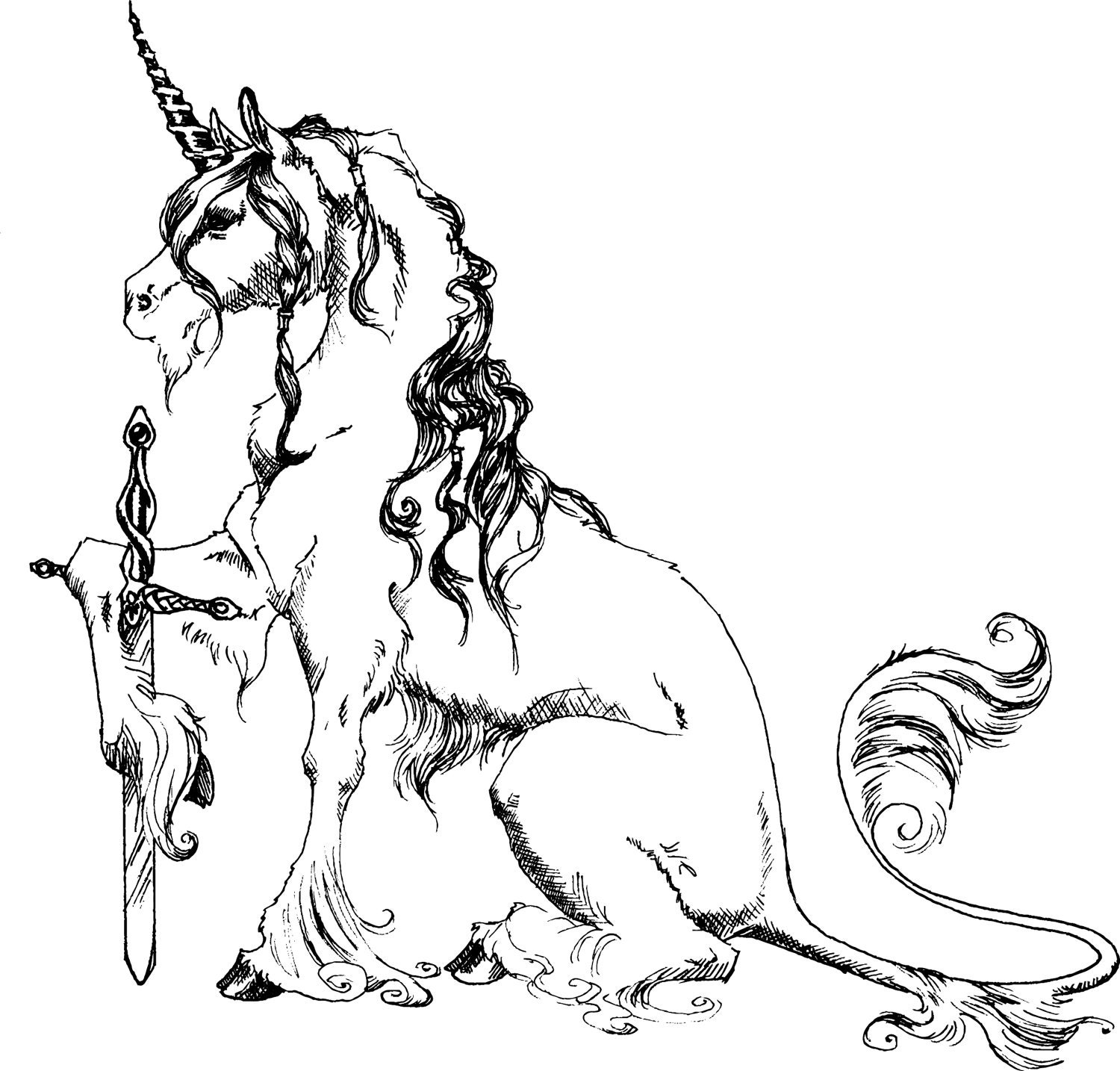 Items similar to Unicorn with Sword Clip Art, printable artwork, commercial use. Image transfer ...