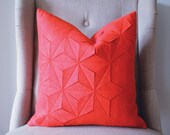 Geometric Strawberry Wool Felt 18"x18" Pillow