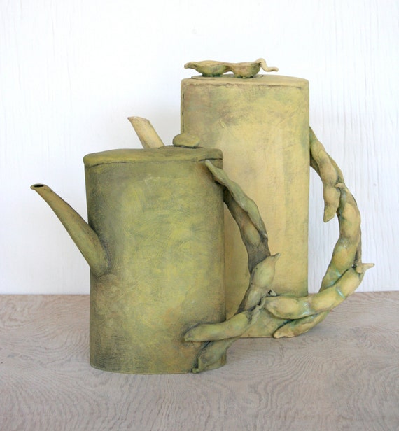 element multiple select form sculptural fava teapot. decorative, Sculptural, Handbuilt earthenware