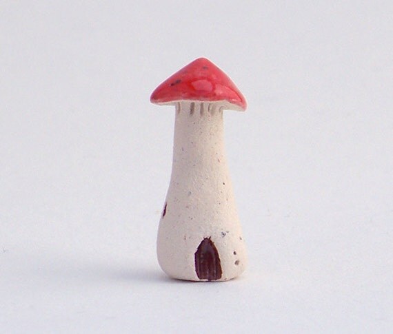 Tiny mushroom house  a ceramic mushroom  fairy home  with by 