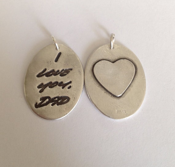 Items similar to Memorial Jewelry Double Sided Large Size Oval With Heart on BackYour Actual