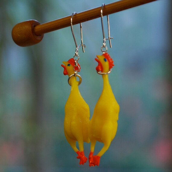 Items similar to Rubber Chicken Earrings on Etsy