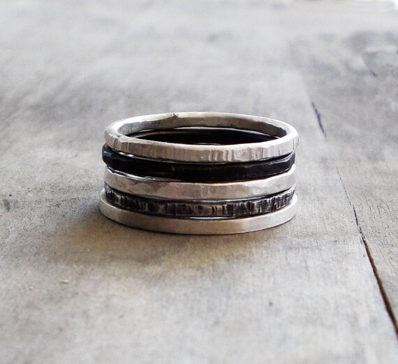 Stacking Rings - set of 5 sterling silver stackable rings