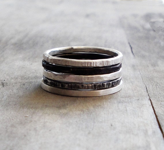 Stacking Rings - set of 5 sterling silver stackable rings