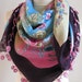 plum scarf // Turkish scarf // square scarf // Oya scarf // Blue Pink Scarf // woman scarf // hijab // accessories