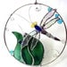 Dragonfly stained glass suncatcher panel modern contemporary decorative art