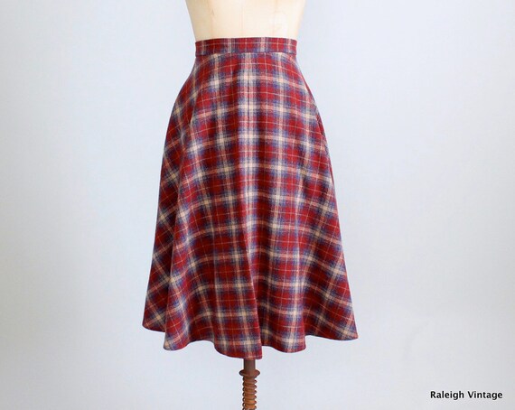 Items similar to Vintage 1970s Skirt : 70s Plaid Midi Skirt on Etsy