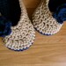 Womens Crochet House Slippers- Linen and Soft Navy