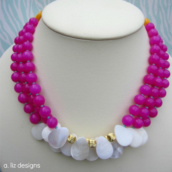 Fushia and Golden Yellow Necklace